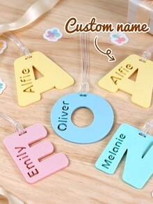 Personalized Luggage Tag, Customized Name Tag, 3D Printed, Customizable Text/Name, Suitable For Suitcase, Backpack, Water Bottle Anti-Loss Tag, Car Key Keychain, Student School Bag Decoration, Travel Accessory, Couple Gift, Birthday Gift, Christmas Gift, Back To School Creative Gift - Multicolor - View 3