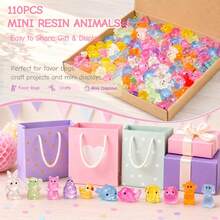 100pcs Glow-In-The-Dark Resin Mini Animals - Duck, Dolphin, Frog, Rabbit, Turtle, Perfect For Gardening, Party, Micro Landscape And Aquarium Decoration. Absorbs UV Rays From Sunlight And Glows At Night. - Multicolor - View 5