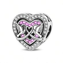 1pc Heart-Shaped Beaded Charm, Multiple Original Heart Designs, Inlaid With Pink Rhinestones And Resin Craft, Suitable For Bracelet, Necklace DIY Pendant Chain Jewelry Making, Exquisite Hollow Design, Can Be Freely Matched With Bracelets, Suitable For Handmade Creation, Daily Wear And Gifting. - Multicolor - View 16