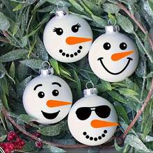 60pcs Snowman Face Stickers Set - Reusable PVC Fridge Magnets, Christmas Party Gifts And Home Decor | Multi-Color Options, Suitable For Christmas, Winter And New Year - Multicolor - View 9