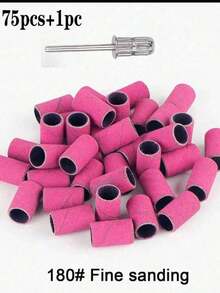 Bộ 75 món/hộp đầu mài móng màu hồng, dùng cho sơn móng, gel, tẩy da chết, loại bỏ chai sạn, băng nhám, đầu cắt, kèm 1 đầu kim loại, hộp đựng cầm tay, phù hợp làm dụng cụ nối móng nghệ thuật - Nhiều màu - Xem 9