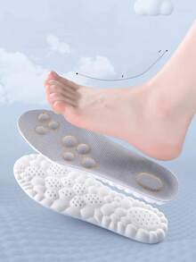 ZHICEN 1 Pair High Elasticity Latex Insoles, Shock Absorbing Cushioning Sports Shoe Pads With Arch Support And Breathability - Light Grey - View 3