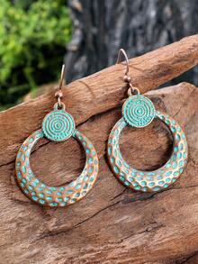 TopHanqi Bohemian Style Round Pendant Necklace And Earrings Set, Women's Vintage Distressed Velvet Rope And Wooden Bead Jewelry 3pcs - Multicolor - View 6
