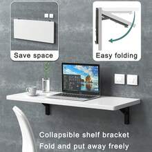 2pcs 12 Inch Heavy Duty Black Metal Folding Shelf Bracket, Spring Lock Collapsible Wall Mount Support, Space Saving Triangle Bracket For Bench, Laundry Rack, Garage, Tool Room & DIY Floating Table Projects - Foldable Stand - View 5