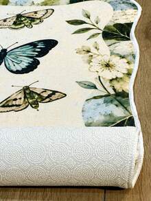 Pinkie Home - 1pc Asymmetrical Irregular Shape Butterfly Rug - Modern Aesthetic, Machine Washable, Non-Slip - Print Living Room Rug Area Rug/Carpet/Bath Mat, Suitable For Bathroom, Kitchen, Entryway, Hallway, Bedside, Living Room, Bedroom, Home Decor - Green - View 6