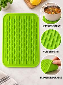 1PC Dish And Cup Drainage Mat, Kitchen Silicone Heat Resistant Pot Mat, Non Slip Mat, Kitchen Dining Table Anti Scalding Mat, Fruit Plate And Tableware Mat, Kitchen Small Tools - Multicolor - View 8