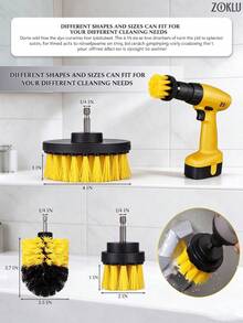 3pcs Drill Brush Cleaning Set, Multi-Surface Applicable, Nylon 2/3.5/4 Inch Brush Heads, 1/4 Inch Hex Shaft; Suitable For Bathroom Tiles, Car Rims, Garage Floors, Grout, Carpets, Mats And Pool Steps - Multiple Styles - View 7