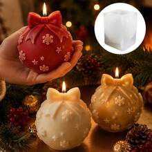 1pc Bow, Snowflake, Five-Pointed Star Embossed Christmas Ball Silicone Mold, Suitable For Candles, Plaster, Resin, Handmade Soap DIY Christmas Gift Box Christmas Tree Decoration Handmade Gifts - Bow Christmas Ball Mold - View 7