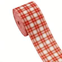 Christmas Wide Plaid Ribbon 6.3cm Wavy Edge Faux Linen Woven Tape 3 Colors Available Large Bow Gift Wrapping Tie Christmas Tree Wreath Decoration DIY Material - Plaid Ribbon - 2 Yards - View 9