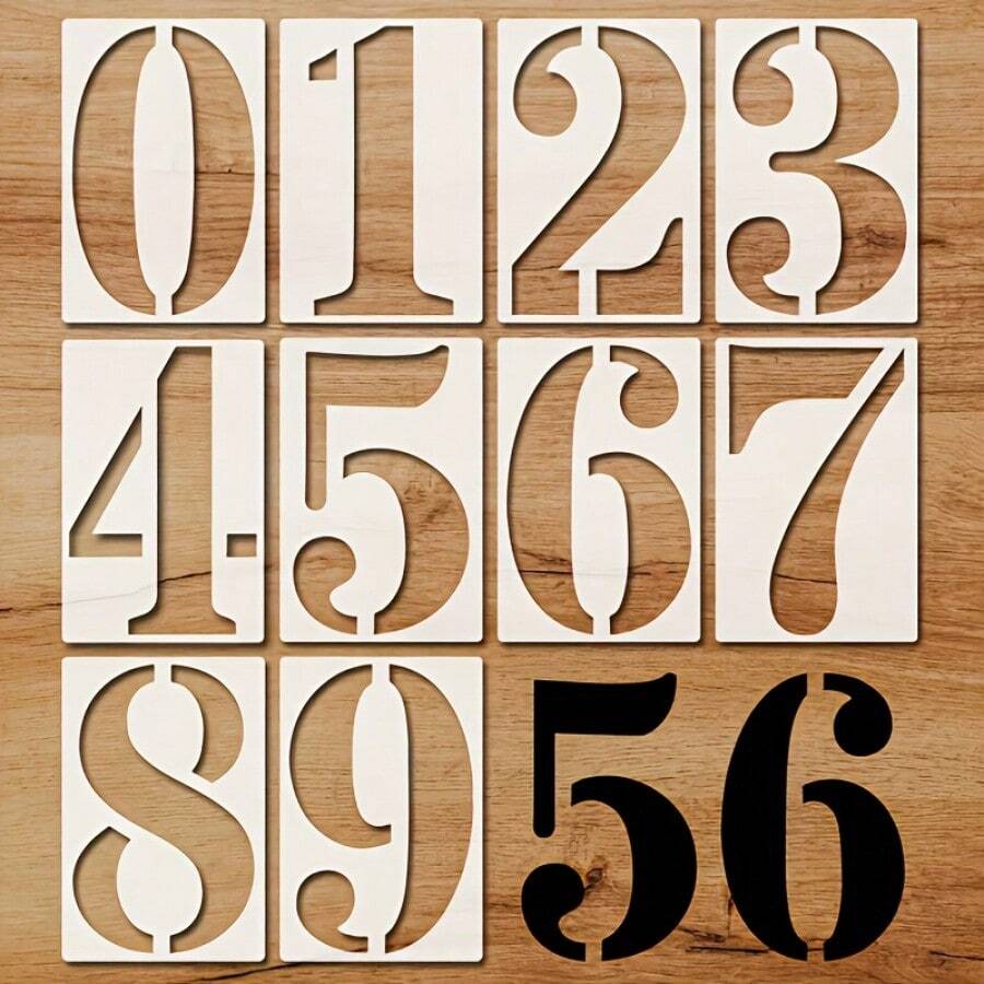 10pcs Number Stencil Set 0-9, 5.5x8.2 Inch Reusable Large Number Stencils For Door Signs, Parking Lot Markings And DIY Painting - 10 Pieces - View 1