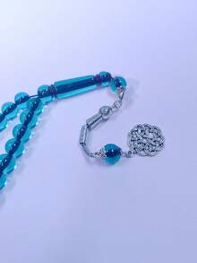 1 buah Tasbih Muslim Pria 33 Butir 10mm, Bahan Resin dengan Kristal Imitasi dan Liontin Perak - MultiWarna - View 6