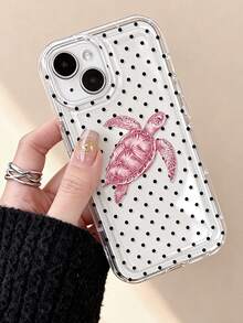 1pc Minimalist Ins Style Polka Dot Ocean Element Turtle Pattern Anti-Slip Transparent Air Cushion Soft Phone Case Compatible With Iphone 11/12/13/14/15/16/17/18 Pro Max - Multicolor - View 2