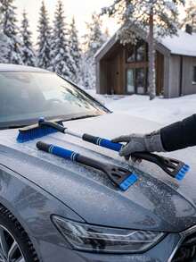 1set Snow Brush And Snow Shovel, 3‑In‑1 Detachable Extra‑Long Snow Removal Tool, Rotatable Brush Head, Paint Protection, Orange Comfort Grip Handle For Car Windshield, Fits Cars And Trucks - Multiple Styles - View 2