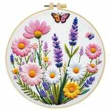 Embroidery Kit 15x15cm/5.9in Or 20x20cm/7.9in DIY Set With Flowerbed Pattern. For Adult Beginners. Includes Fabric, Instructions, Hoop, Needles & Threads. Great Gift For Friends/Family. Home Or Office Art Decor. - Flowerbed - View 14