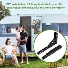 2pcs 12 Inch Heavy Duty Black Metal Folding Shelf Bracket, Spring Lock Collapsible Wall Mount Support, Space Saving Triangle Bracket For Bench, Laundry Rack, Garage, Tool Room & DIY Floating Table Projects - Foldable Stand - View 11