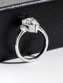 ANU JEWEL 4.0CT 8x12mm S925 Silver Teardrop Cut Moissanite Ring, Suitable As Wedding Gift - White - View 8