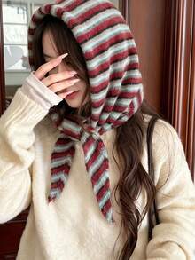 1pc Women's Wool Blend Knitted Triangle Scarf, Solid Color Multi-Way Wear Warm Neck Wrap Shawl, Minimalist Autumn/Winter Layering Accessory - Multicolor - View 13