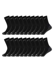 1/5/10/20 Pairs Black Style Men's Outdoor Casual Socks, Gray Line Pattern Daily Casual Socks - Multicolor - View 10