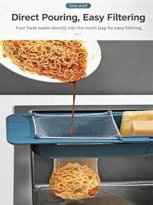 1 Set Extendable Sink Filter Rack, Kitchen Sink Storage Rack With Disposable Filter Mesh, Multi-Functional Sponge Holder, Food Waste Drainage, Adjustable Length Sink Organizer, Suitable For Kitchen Countertop - Multicolor - View 7