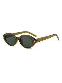 1 Pair Men's Round Retro Solid Color Street Style Personalized Fashion Glasses - Green - View 3