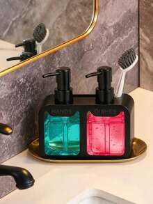 1pc Kitchen Soap Dispenser, Soap Dispenser Set, Dish Soap Dispenser, Liquid Soap Dispenser, Kitchen Dish Soap Rack, Dual Dispenser Storage, Countertop Soap Pump Dispenser For Kitchen Sink, Practical Kitchen Tool Liquid Dispenser, Kitchen Storage Supplies, Kitchen Decor, Kitchen Soap Box, Laundry Detergent Container, Bathroom Shower Gel Dispenser, Kitchen Sink Sponge Rack, Sink Storage Rack, Kitchen Accessories - Multicolor - View 3
