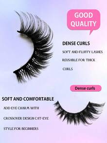 10 Pairs Natural False Eyelashes, Cartoon Style 3D Faux Mink Lashes, Flared Natural Realistic Eyelash Extensions Strip Lashes, Eyelashes, False Eyelashes, False Eyelashes - View 3