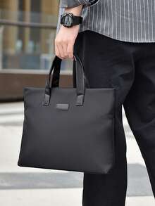 Men's Horizontal Business Briefcase, Meeting Document Bag, Handheld Briefcase, Customizable Printing - Multicolor - View 2