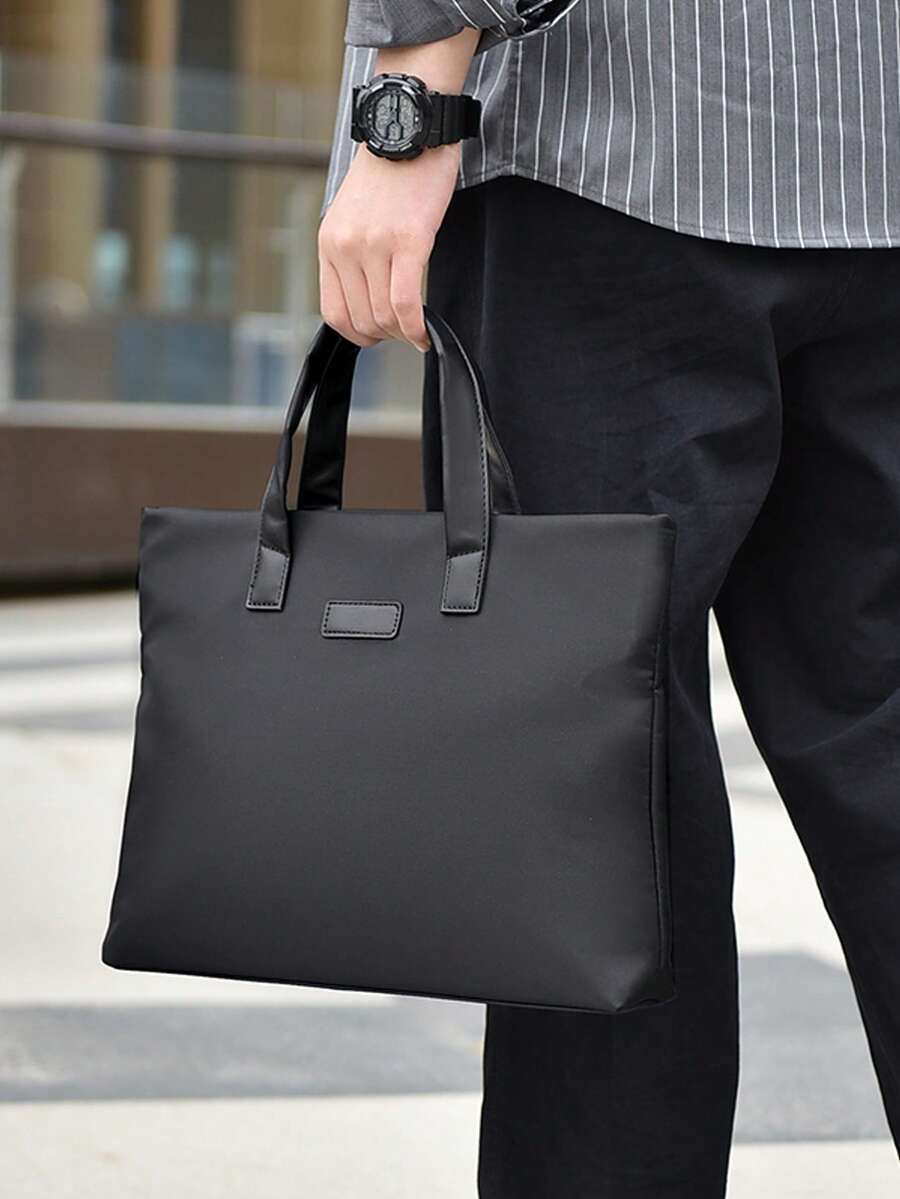 Men's Horizontal Business Briefcase, Meeting Document Bag, Handheld Briefcase, Customizable Printing