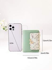 New Floral Patchwork PU Leather Short Women's Wallet, Multi-Color Sweet & Cute Bi-Fold Card Holder, Simple Coin Purse With Ribbon Strap - Multicolor - View 9