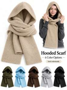 Women's Hooded Knitted Shawl Hat, Warm Ear & Neck Protection Scarf Hat - Versatile Neck Warmer, Perfect Winter Gift - Multicolor - View 2