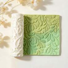 1PC Leaves Pattern Embossing Polymer Clay Texture Roller Plants Embossing Tool Suitable For Ceramics Pottery Sculpture Jewelry Making And Art Design Handicraft Products, Pottery Embossing, Decorative Patterns, Tree Leaves Sculpture Tools - Yellow - View 2