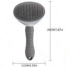 3PCS Pet Cleaning Set (Floating Hair Brush + Flea Comb + Pet Finger Toothbrush) Universal For Cats And Dogs, One-Click Self-Cleaning Hair Removal Comb, Grooming Hair To Reduce Shedding, Easy To Clean And Maintain Fur, Blue And White Design Pet Grooming Tool - Grey - View 3