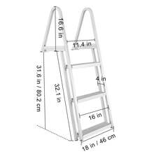 Dock Ladder, Removable 3 Steps, 350 Lbs Load Capacity, Aluminum Alloy Pontoon Boat Ladder With 4'' Wide Step & Nonslip Mat, Easy To Install For Ship/Lake/Pool/Marine Boarding - 3 Steps - View 10