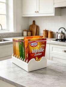 1pc Baking Spice Organizer Box, 8-Compartment Kitchen Storage Box, Divided Seasoning Rack, Seasoning Storage Box, Cooking Organizer Box Storage Rack, Organizer Box Storage Bin With Multiple Compartments, Convenient For Orderly Storage Of Seasoning Packets, Packaging Bags, Tea Bags And Dry Goods, Suitable For Kitchen Countertop, Cabinet, Desktop Storage, Shelf, Kitchen Organizer, Spice Origin, Food Pantry Storage Rack, Coffee Bar - Multicolor - View 7
