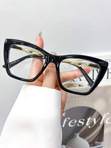 1 Pair Women's Premium Cat Eye Glasses, Metal Decorated Temple, Multi-Color Frame Options With Transparent Lenses, Suitable For Daily Commute, Office, Party And Holiday Wear - Multicolor - View 17