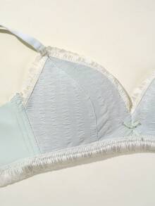 2pcs Cream Style Lace Wire-Free Bra Soft Skin-Friendly Girls Lingerie Set - Multicolor - View 4
