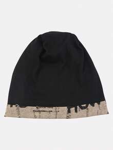 1PC Autumn/Winter Vintage Letter Cotton Pullover Beanie Hat, Slouchy Hat, Headscarf Hat, Suitable For Daily Use - Multicolor - View 5