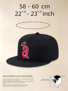 1pc Unisex" A "Embroidered Flat-Brimmed Baseball Cap, Adjustable Design, Sun Protection Hat Suitable For Mountaineering, Travel , Outdoor Activities - Multicolor - View 9