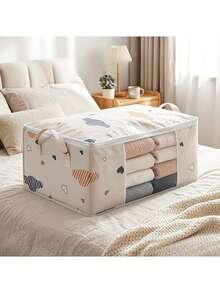 Multifunctional Foldable Storage Bag Set (With Handles), Large-Capacity Storage Box, Ideal For Blankets, Bed Linen And Moving House-Storage Box With Zip And Transparent Window, Suitable For Duvets, Down Duvets And Pillows - Multicolor - View 4