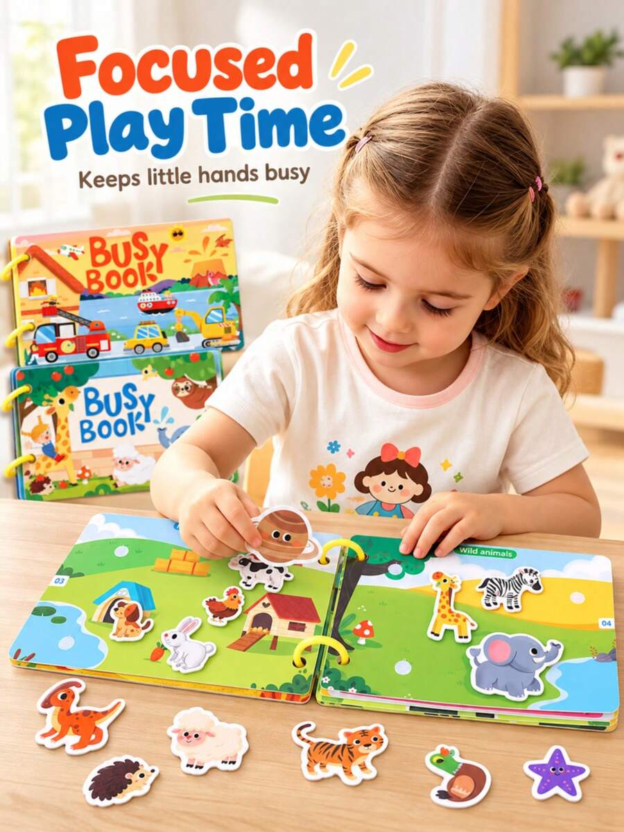 Tear-Off Quiet Book For Kids, Busy Book With Sticky Pages, Educational Toy With Repeated Peeling And Sticking, Cognitive Sticker Book, Hands-On Learning Toy, Tear-Off Busy Sticker Book