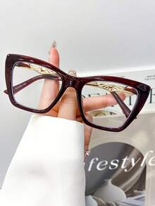 1 Pair Women's Premium Cat Eye Glasses, Metal Decorated Temple, Multi-Color Frame Options With Transparent Lenses, Suitable For Daily Commute, Office, Party And Holiday Wear - Multicolor - View 13