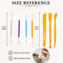 7Pcs Clay Sculpting Tools Set, 4Pcs Dual-Ended Clay Roller Tools & 3Pcs Pottery Carving & Shaping Tools, Multi-Shape Polymer Clay Modeling Kit, DIY Embossing Craft Supplies For Kids, Beginners & Handmade Art Projects, Portable - Multicolor - View 3
