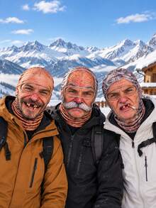 1pc Funny Realistic Face Hood Mask Ski Mask Suitable For Elderly, 3D Printed Full Face Winter Style - Multicolor - View 5