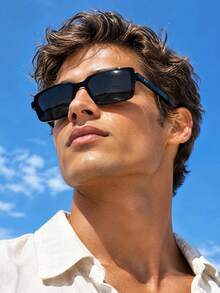 1pc Square Frame Rivet Fashion Glasses For Men, European And American Retro INS Style, Cross-Border Personalized Fashion Street Style, Square Minimalist Rivet Fashion Glasses, High-End Versatile Fashion Glasses, European And American Retro Cross-Border Personalized Fashion Street Style New Fashion Glasses - Multicolor - View 6