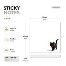 1 Pack 50 Sheets/2 Packs 100 Sheets Cute Black Cat Theme Sticky Notes, Adorable Pet Design Memo Pads For Study, Office, Planner And Note-Taking - one-size - View 6