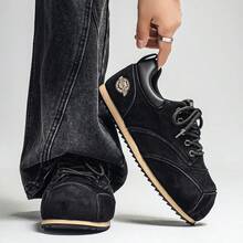 New Men's Colorblock Thick Sole Casual Running Shoes, Breathable, Retro Street Style, Suitable For All Seasons - Black - View 5