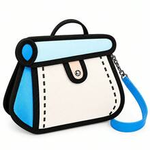 1PC-Chain Bag, Canvas Crossbody Bag, Lightweight Cake Bag, Anime Cartoon Small Square Shoulder Bag - Multicolor - View 16