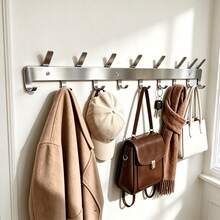 316 Stainless Steel Metal Wall-Mounted Coat Rack - Multi-Functional Bath Towel, Coat And Bag Hooks And Bathroom Towel Rack, Sturdy High-Weight Bearing Hooks, Suitable For Entryway, Bathroom, Kitchen And Other Practical Storage Racks, Applicable To Entryway, Bedroom, Bathroom, Kitchen, Used For Hanging Towels, Coats, Hats And Bags Storage And Organization Rack - Multicolor - View 1