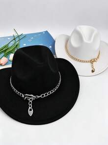 1 st minimalistisk premium hattkedja med fyrkantigt spänne, mångsidig dekorativ accessoar för filthat och fedorahatt - Hattkedja med fyrkantigt spänne - Visa 2