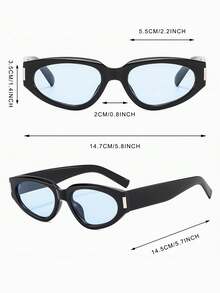 1 Pair Men's Personalized Solid Color Cat Eye Frame Street Style Retro Fashion Glasses - Black - View 4